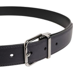 Dolce & Gabbana Black Classic Calf Leather Silver Buckle Belt BEL9435-85