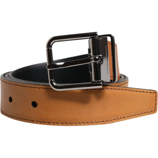 Dolce & Gabbana Brown Classic Calf Leather Silver Buckle Belt 1728,67345645728,85 cm / 34 Inches,Accessories,Belts - Men - Accessories,Brown,Dolce & Gabbana,Material: 100% Calf Leather,Men,Men - Accessories,New with tags BEL9436-85