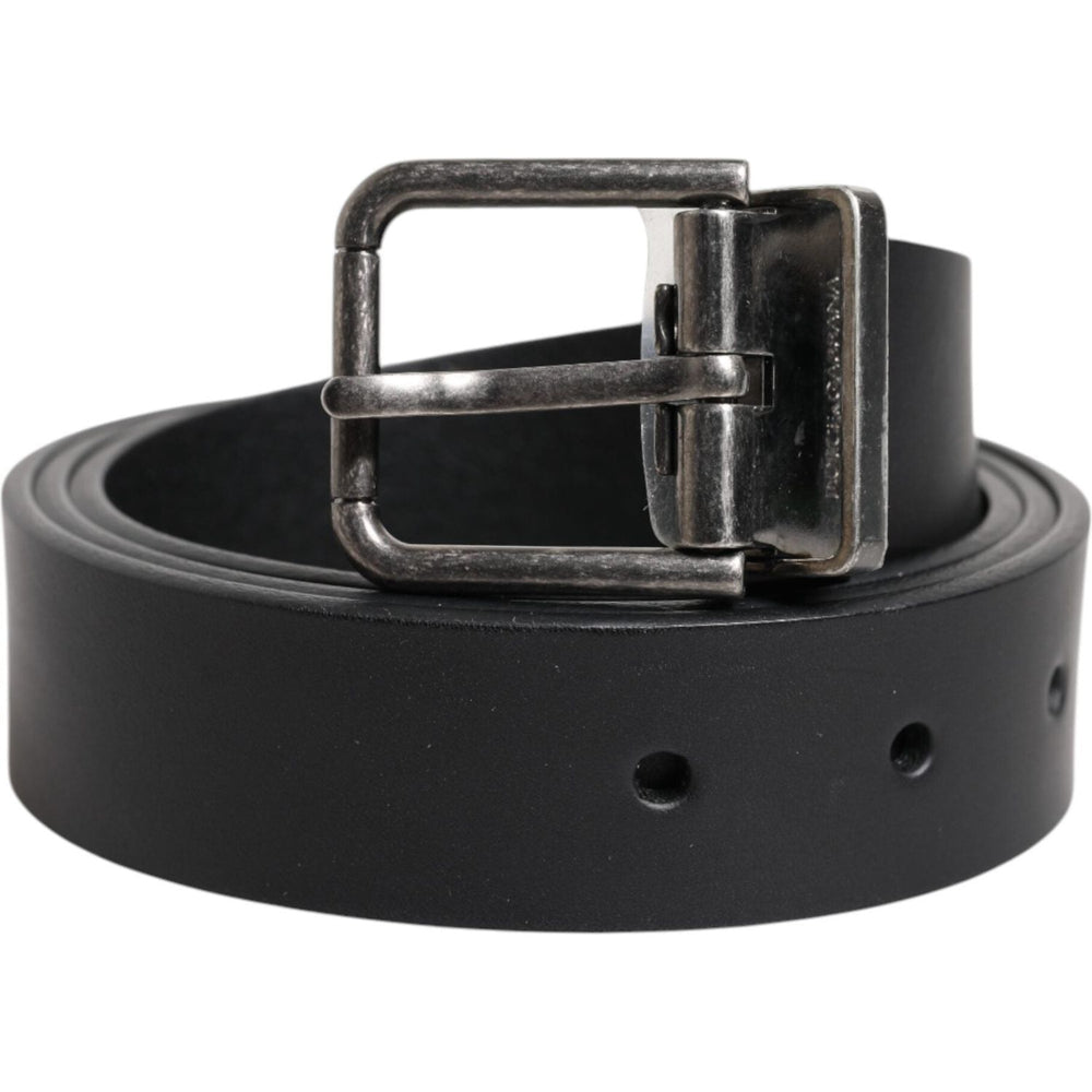 Dolce & Gabbana Black Classic Leather Metal Buckle Belt BEL9437-95