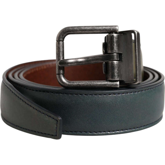 Dolce & Gabbana Green Classic Leather Metal Buckle Belt 1728,67345645728,95 cm / 38 Inches,Accessories,Belts - Men - Accessories,Dolce & Gabbana,Green,Material: Leather,Men,Men - Accessories,New with tags BEL9445-95