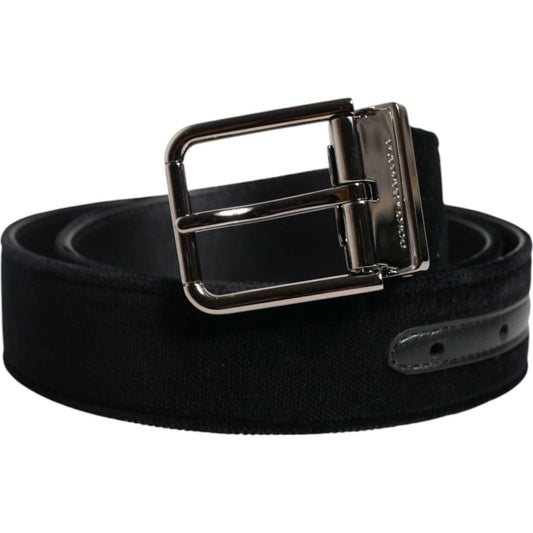 Dolce & Gabbana Black Cotton Silver Metal Buckle Belt 115 cm / 46 Inches,1728,67345645728,85 cm / 34 Inches,Accessories,Belts - Men - Accessories,Black,Dolce & Gabbana,Material: 95% Cotton 4% Calf Leather,Men,Men - Accessories,New with tags BEL9447-115