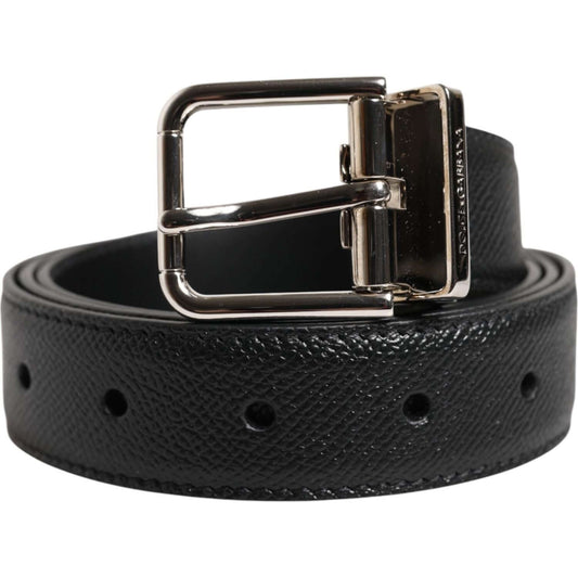 Dolce & Gabbana Black Calf Leather Silver Metal Buckle Belt 1728,67345645728,90 cm / 36 Inches,Accessories,Belts - Men - Accessories,Black,Dolce & Gabbana,Material: 100% Calf Leather,Men,Men - Accessories,New with tags BEL9448-90