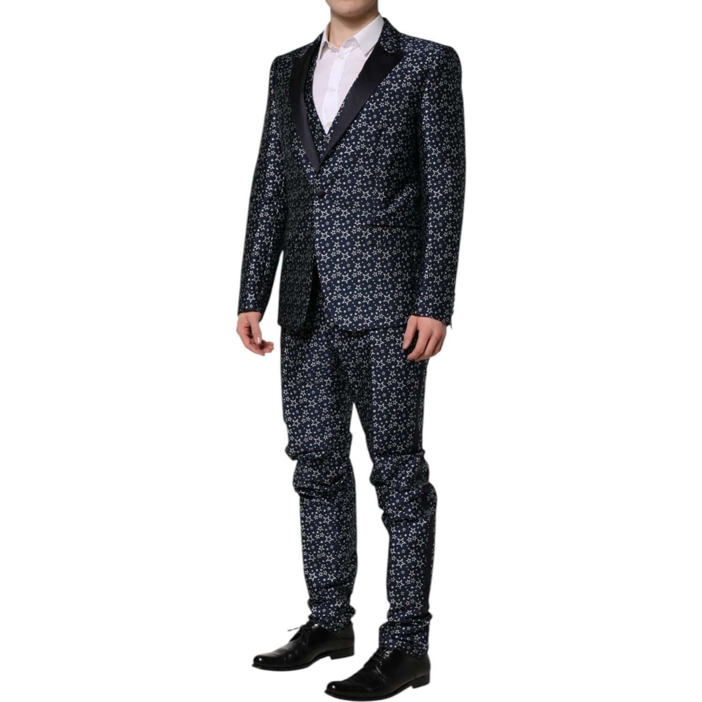 Dolce & Gabbana Blue MARTINI Star Jacquard 3 Piece Suit KOS2332-52
