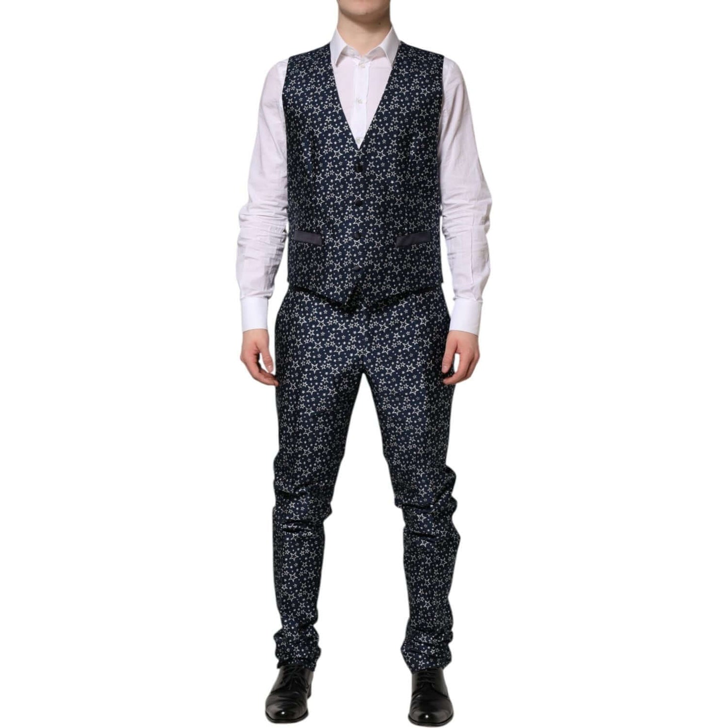 Dolce & Gabbana Blue MARTINI Star Jacquard 3 Piece Suit KOS2332-52