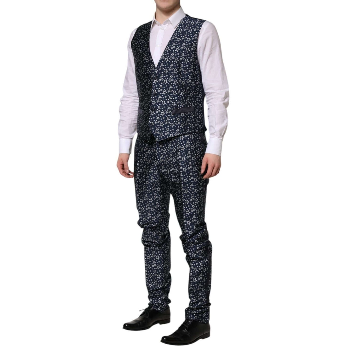 Dolce & Gabbana Blue MARTINI Star Jacquard 3 Piece Suit KOS2332-52