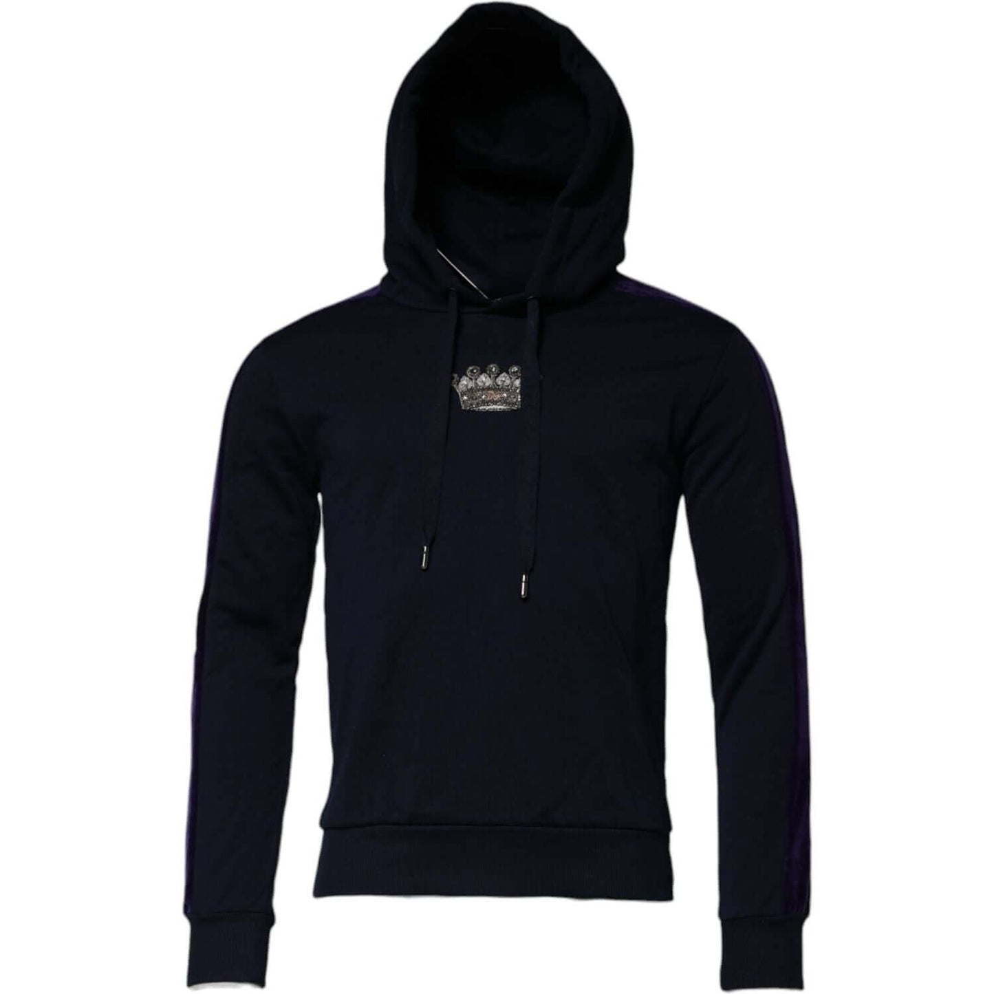 Dolce & Gabbana Black Crown Cotton Hooded Sweatshirt Sweater TSH90602-44
