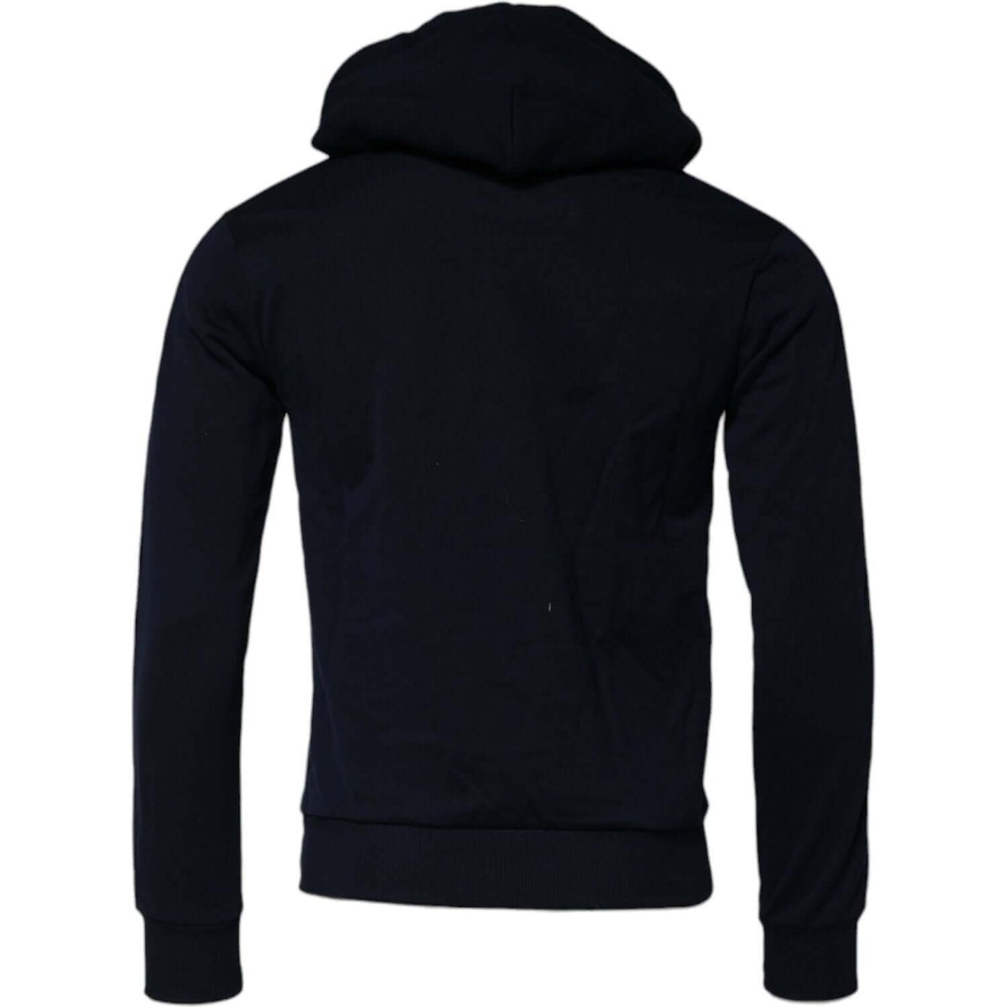 Dolce & Gabbana Black Crown Cotton Hooded Sweatshirt Sweater TSH90602-44