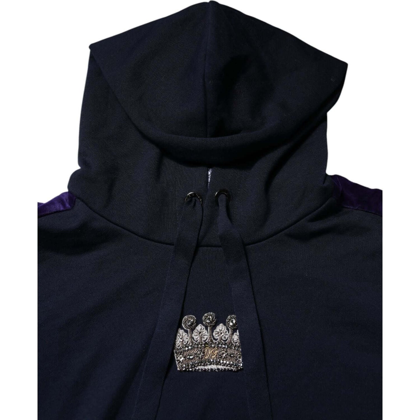 Dolce & Gabbana Black Crown Cotton Hooded Sweatshirt Sweater TSH90602-44