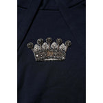 Dolce & Gabbana Black Crown Cotton Hooded Sweatshirt Sweater TSH90602-44