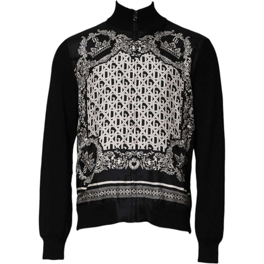 Dolce & Gabbana Black White Bandana Print Full Zip Sweater TSH90603-54