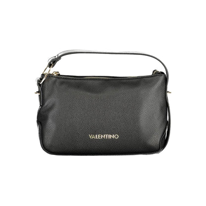 Mario Valentino Black Polyethylene Women Handbag with adjustable strap and zipper closure, featuring internal pocket and phone space.