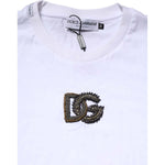Dolce & Gabbana White Logo Embroidery Crew Neck T-shirt TSH90510-56
