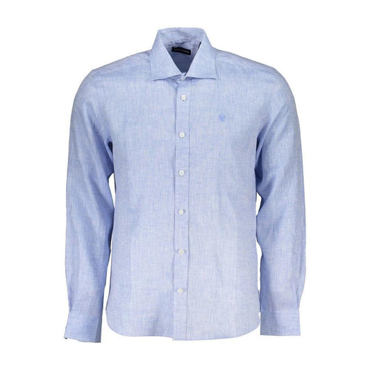 North Sails Light Blue Linen Men Shirt NO-21636-M