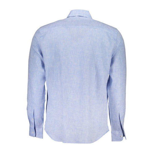 North Sails Light Blue Linen Men Shirt NO-21636-M
