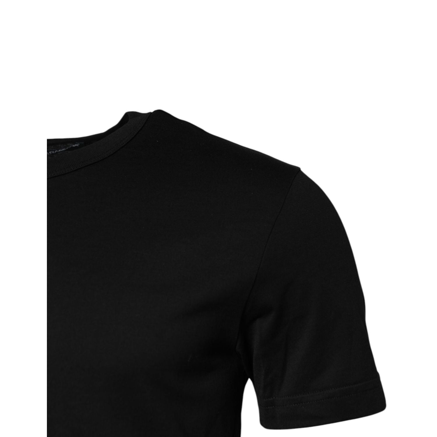 Dolce & Gabbana Black Cotton Short Sleeves Round Neck T-shirt