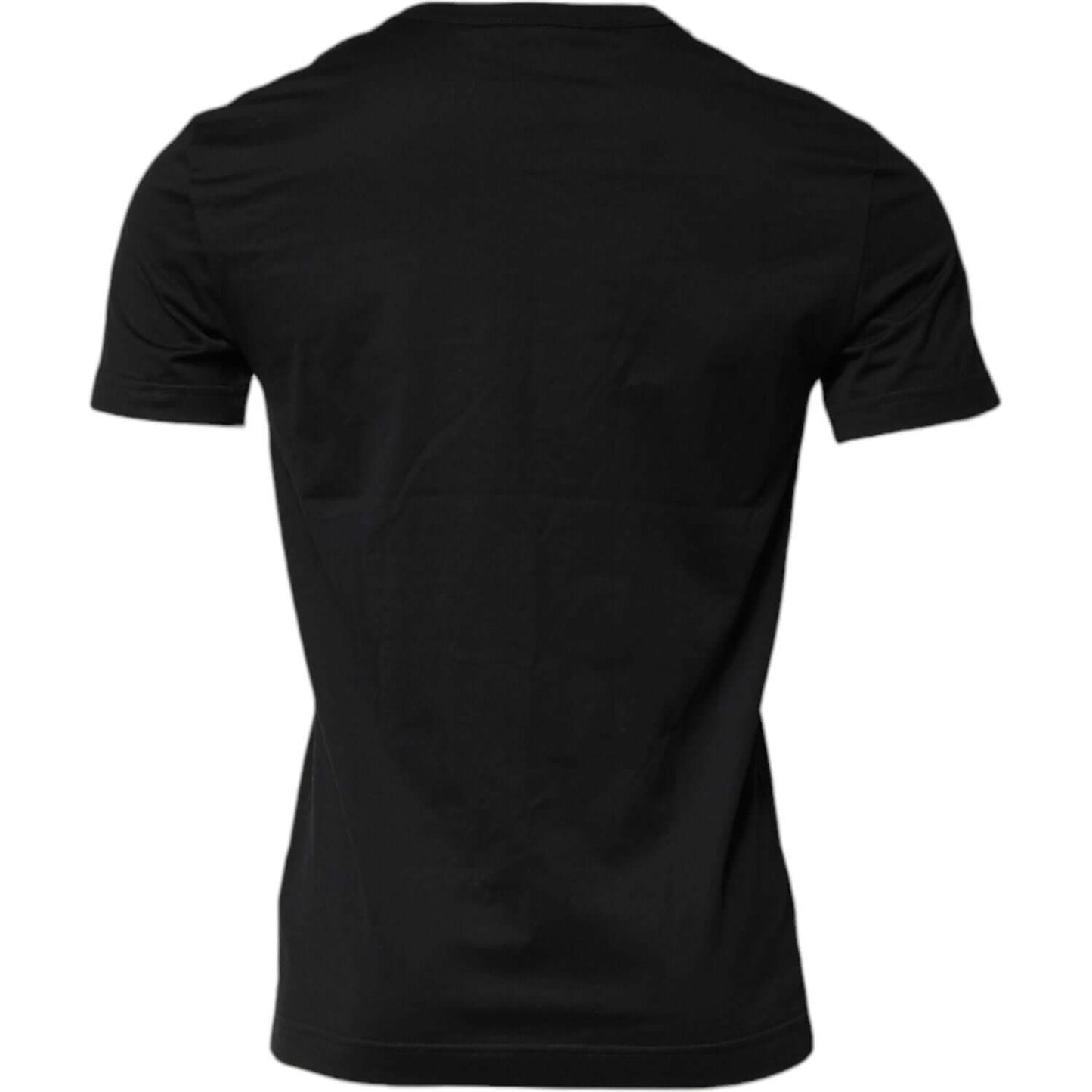 Dolce & Gabbana Black Cotton Short Sleeves Round Neck T-shirt TSH90563-46