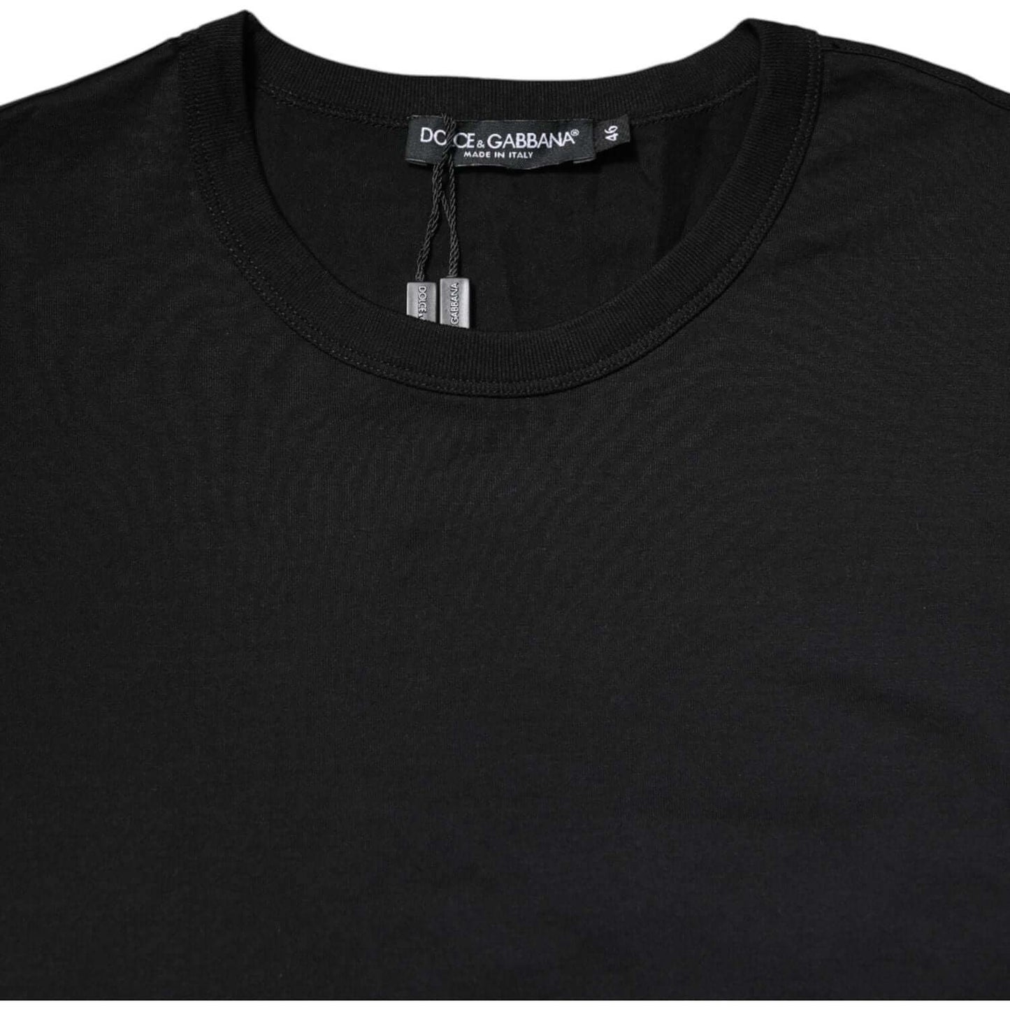 Dolce & Gabbana Black Cotton Short Sleeves Round Neck T-shirt TSH90563-46