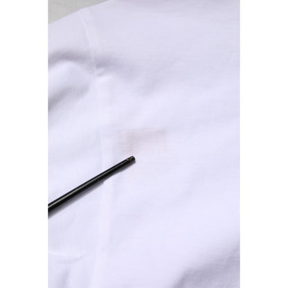 Dolce & Gabbana White Cotton Logo Print Crew Neck T-shirt