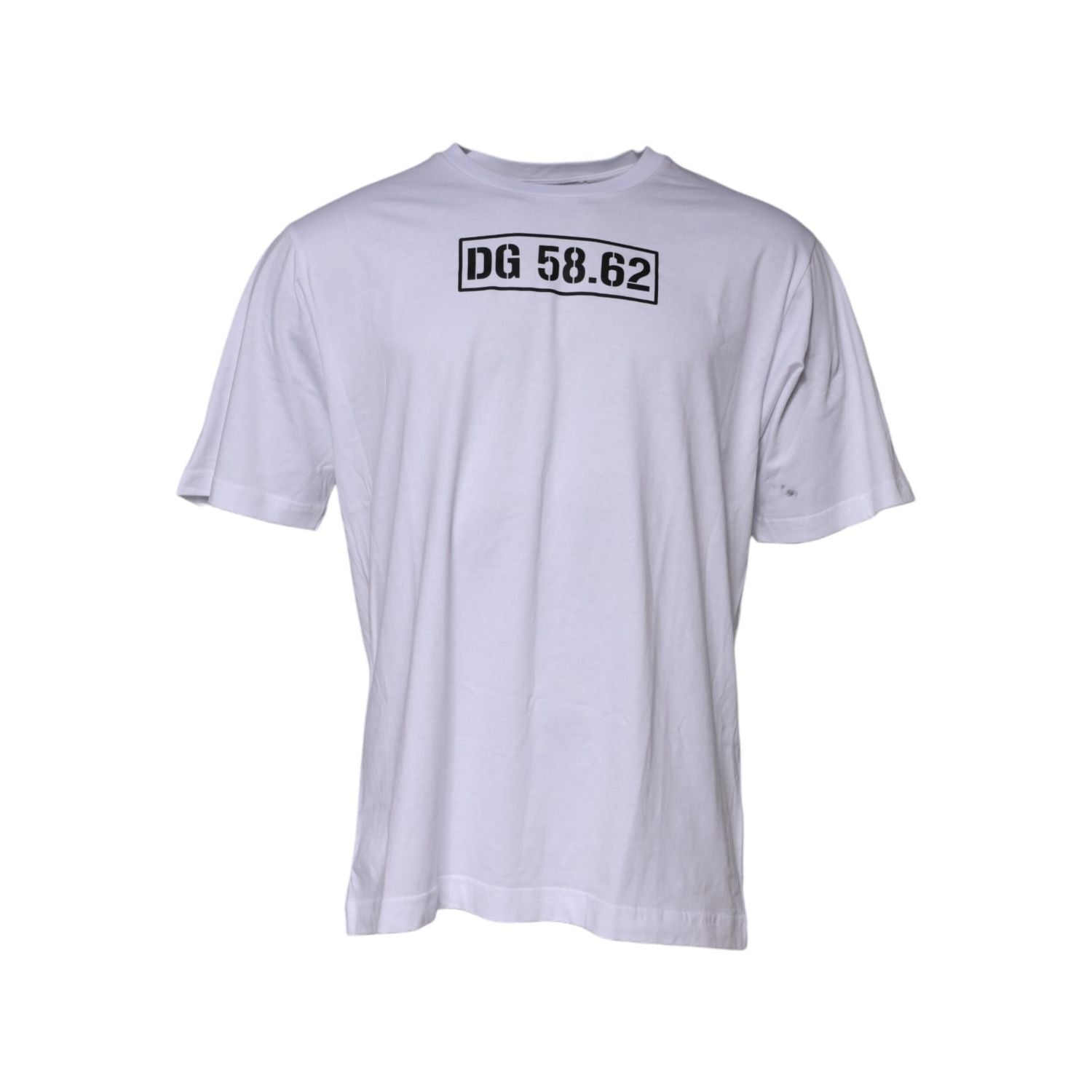 Dolce & Gabbana White Cotton Logo Print Crew Neck T-shirt