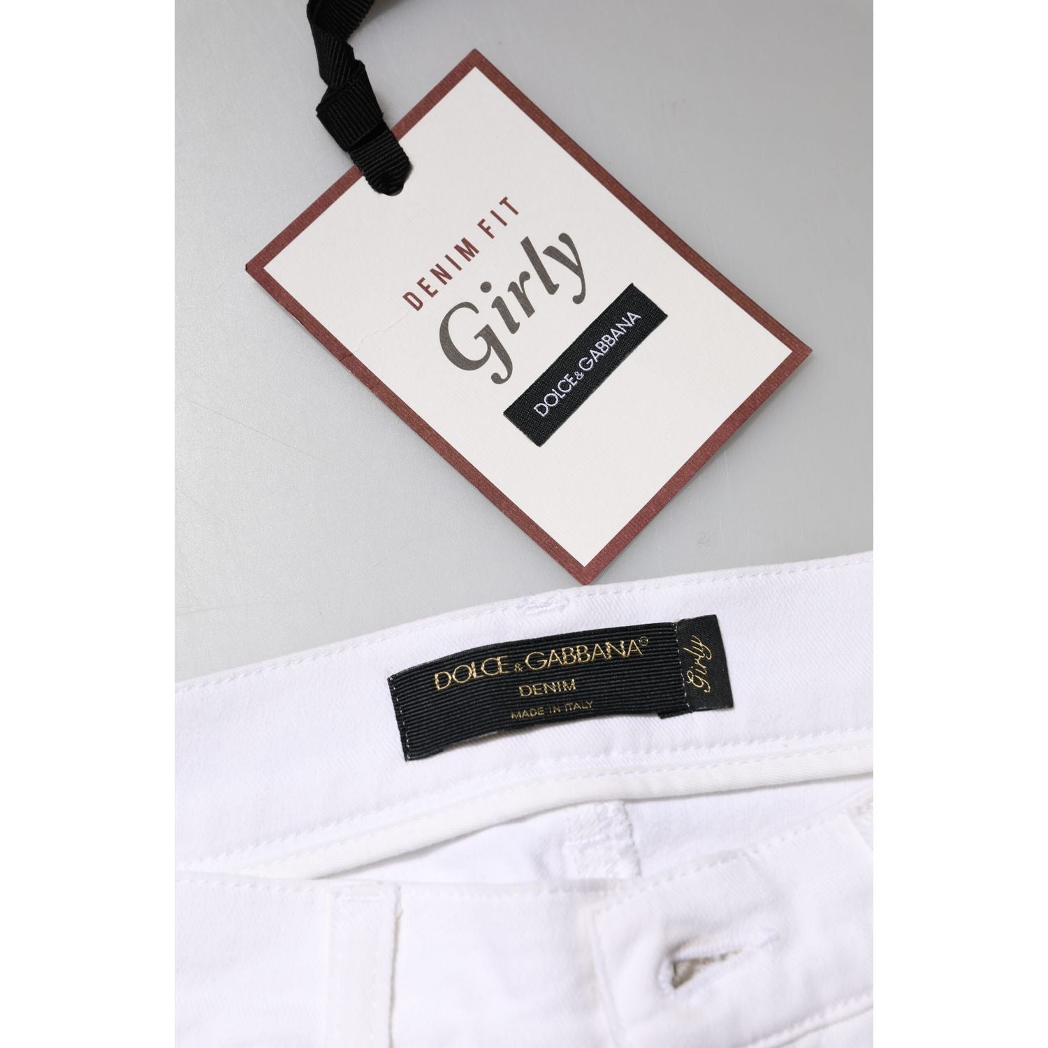 Dolce & Gabbana White Floral Sequined GIRLY Denim Jeans