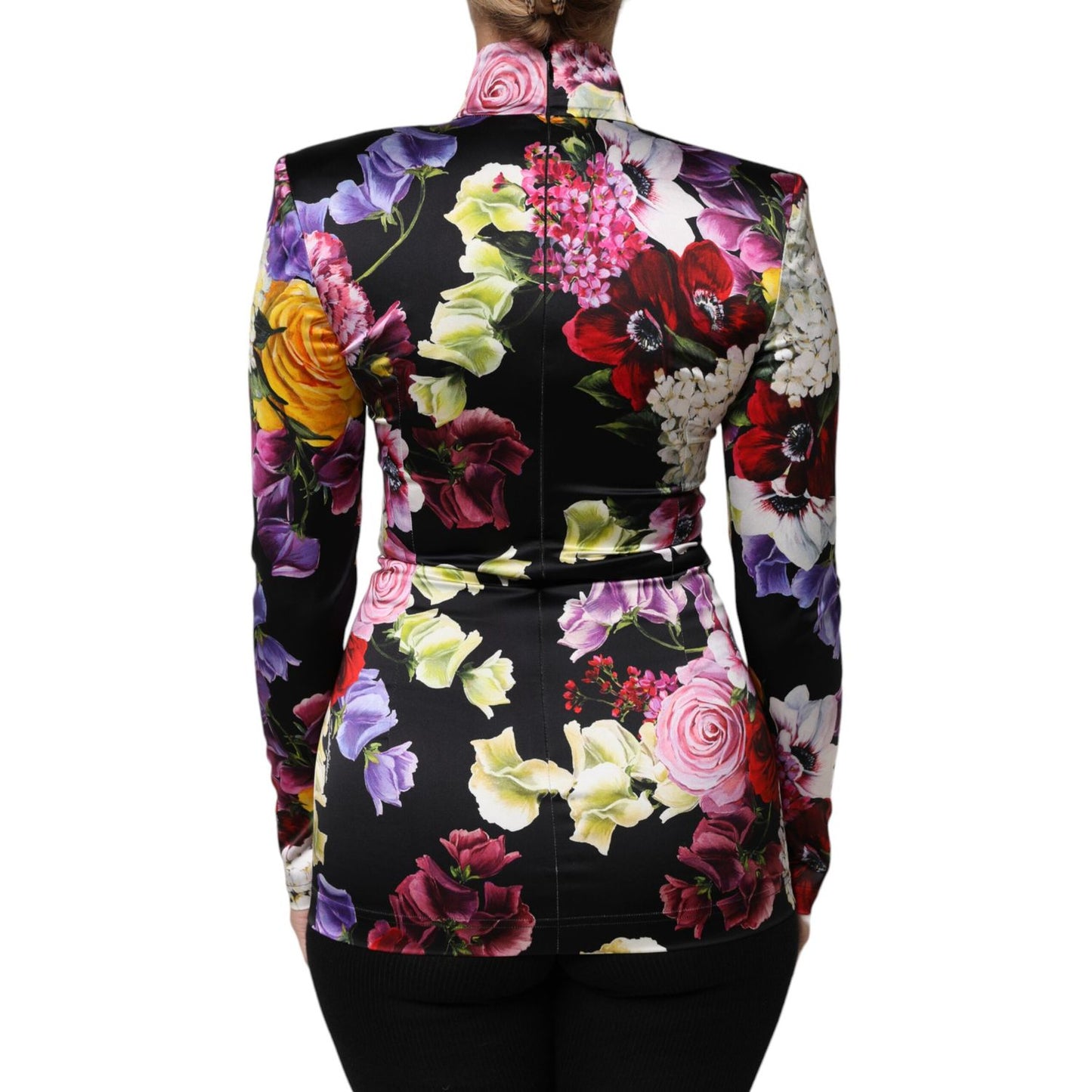 Dolce & Gabbana Multicolor Ortensies Long Sleeves Blouse Top