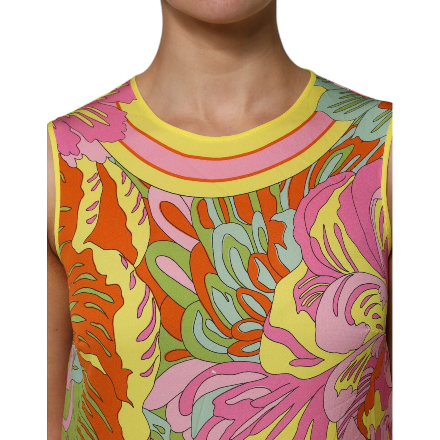 Dolce & Gabbana Multicolor Floral Round Neck Sleeveless Top
