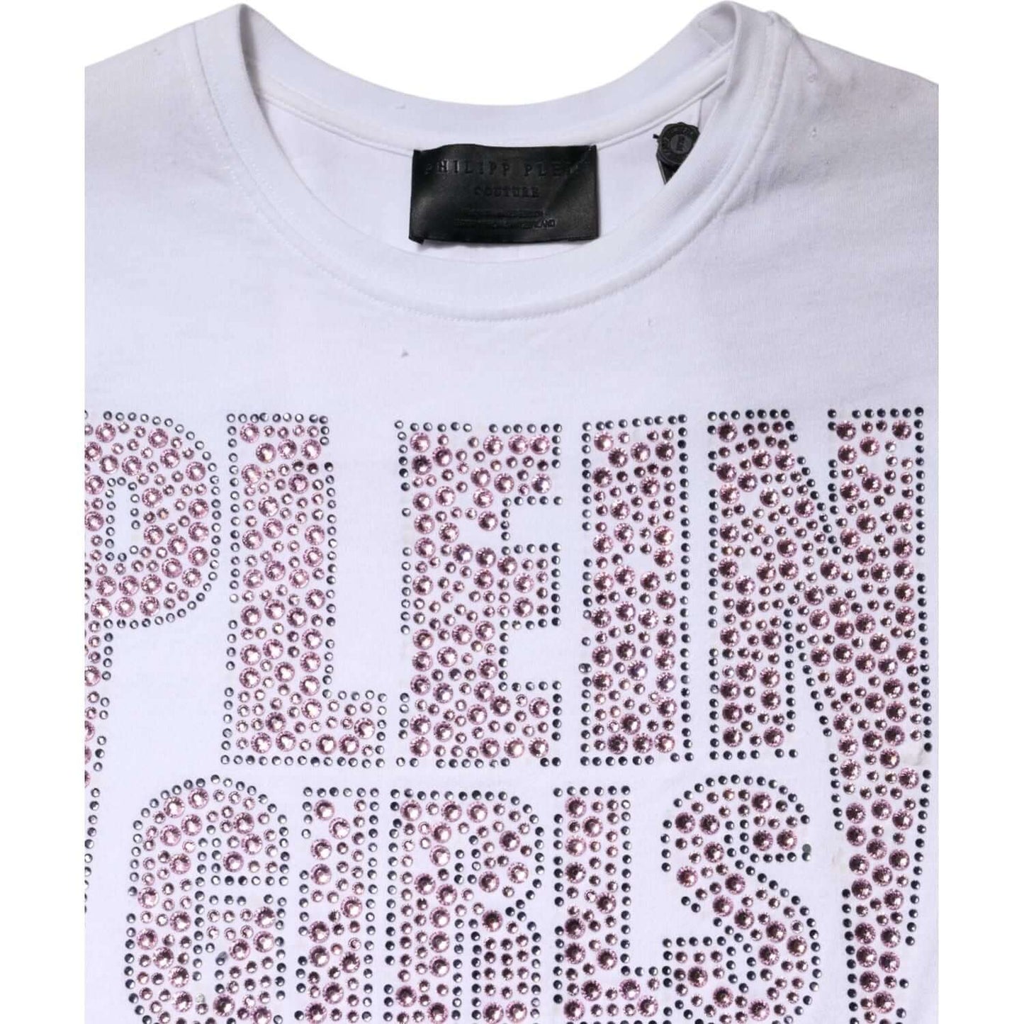 Philipp Plein White Embellished CrewNeck Short Sleeve T-shirt TSH87621-40