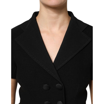 Dolce & Gabbana Black Wool Double Breasted Coat Jacket