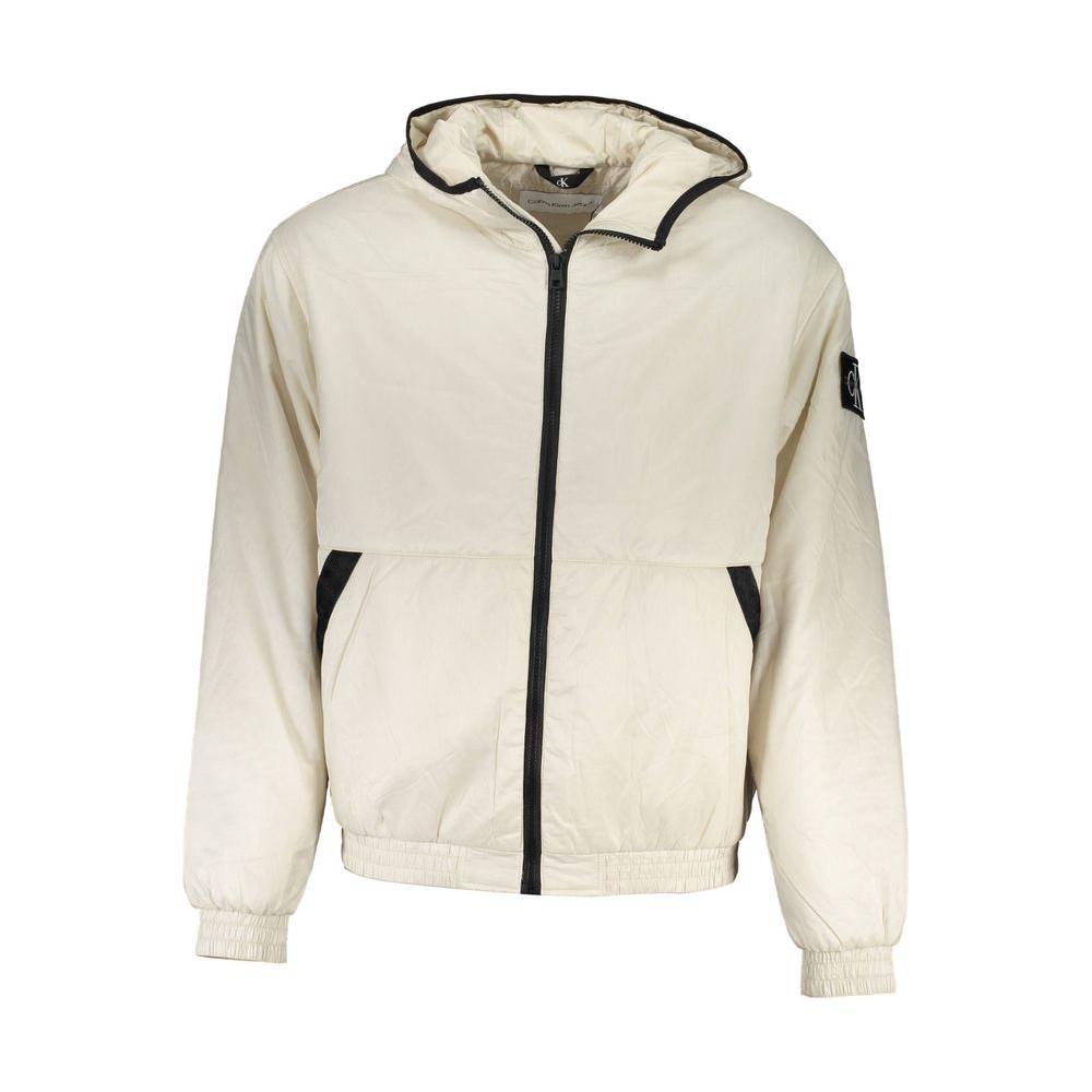 Calvin Klein Elegant Beige Hooded Jacket – Timeless Outerwear CA-26379-S