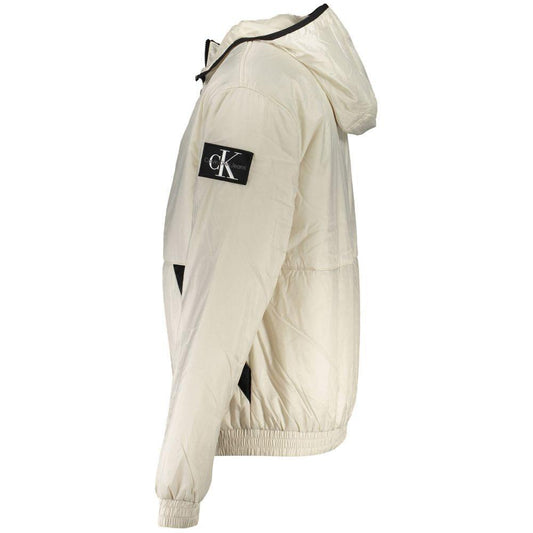 Calvin Klein Elegant Beige Hooded Jacket – Timeless Outerwear CA-26379-S
