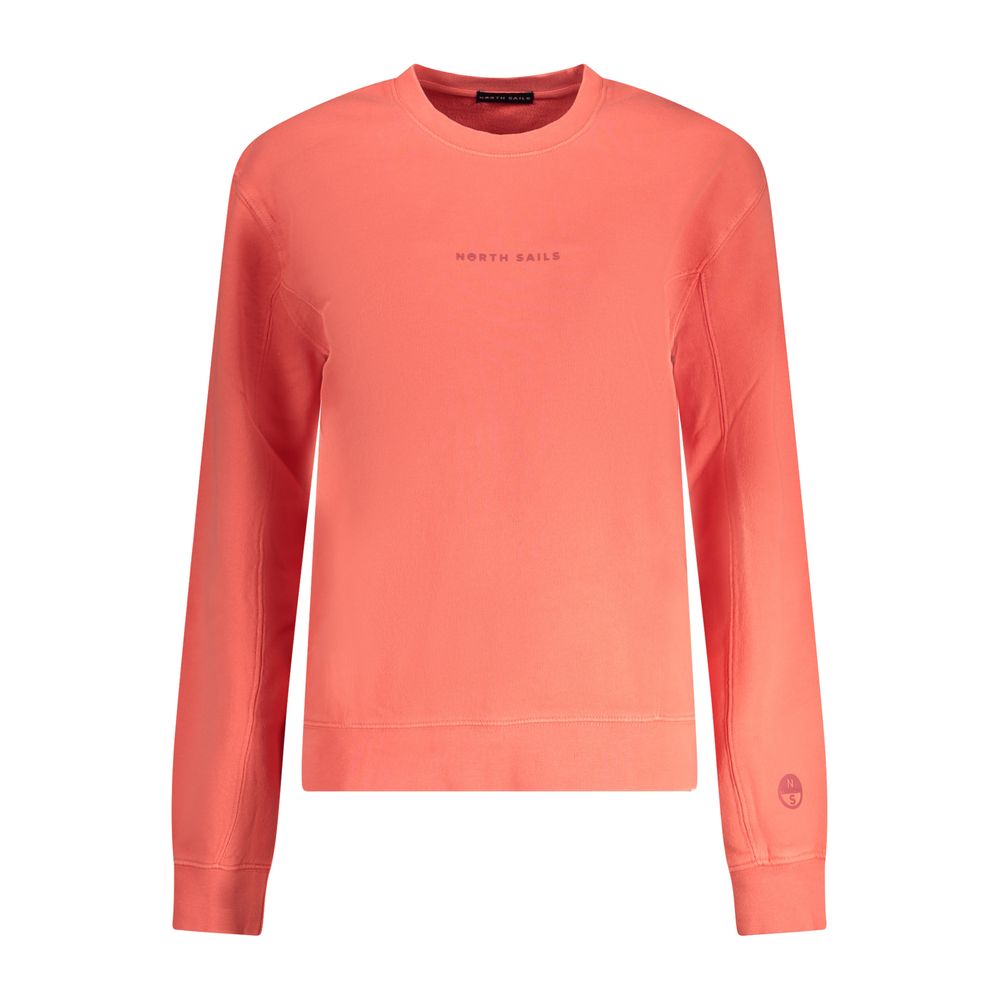 North Sails Pink Cotton Women Sweater with embossed print, long sleeves, and crew neck for casual style and comfort.