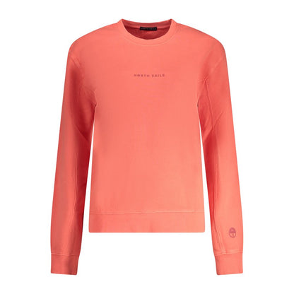 North Sails Pink Cotton Women Sweater with embossed print, long sleeves, and crew neck for casual style and comfort.