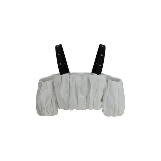 PINKO Balloon sleeves crop Top 1728,72470364320,Clothing,M,New with tags,PINKO,White,Women,Women - Clothing PI-105176A2LDZZ1-M