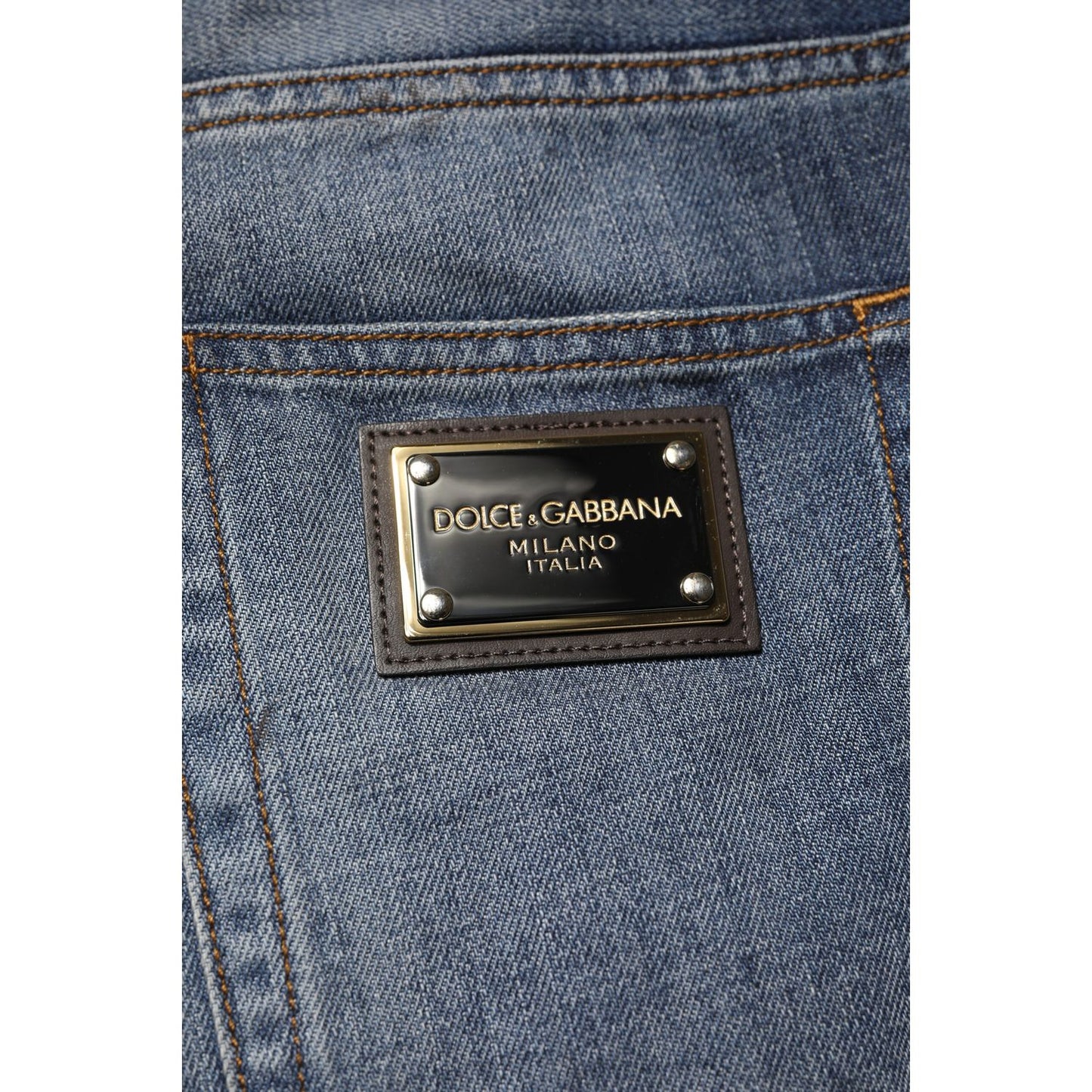 Dolce & Gabbana Blue Washed Tattered Cotton Men Jeans
