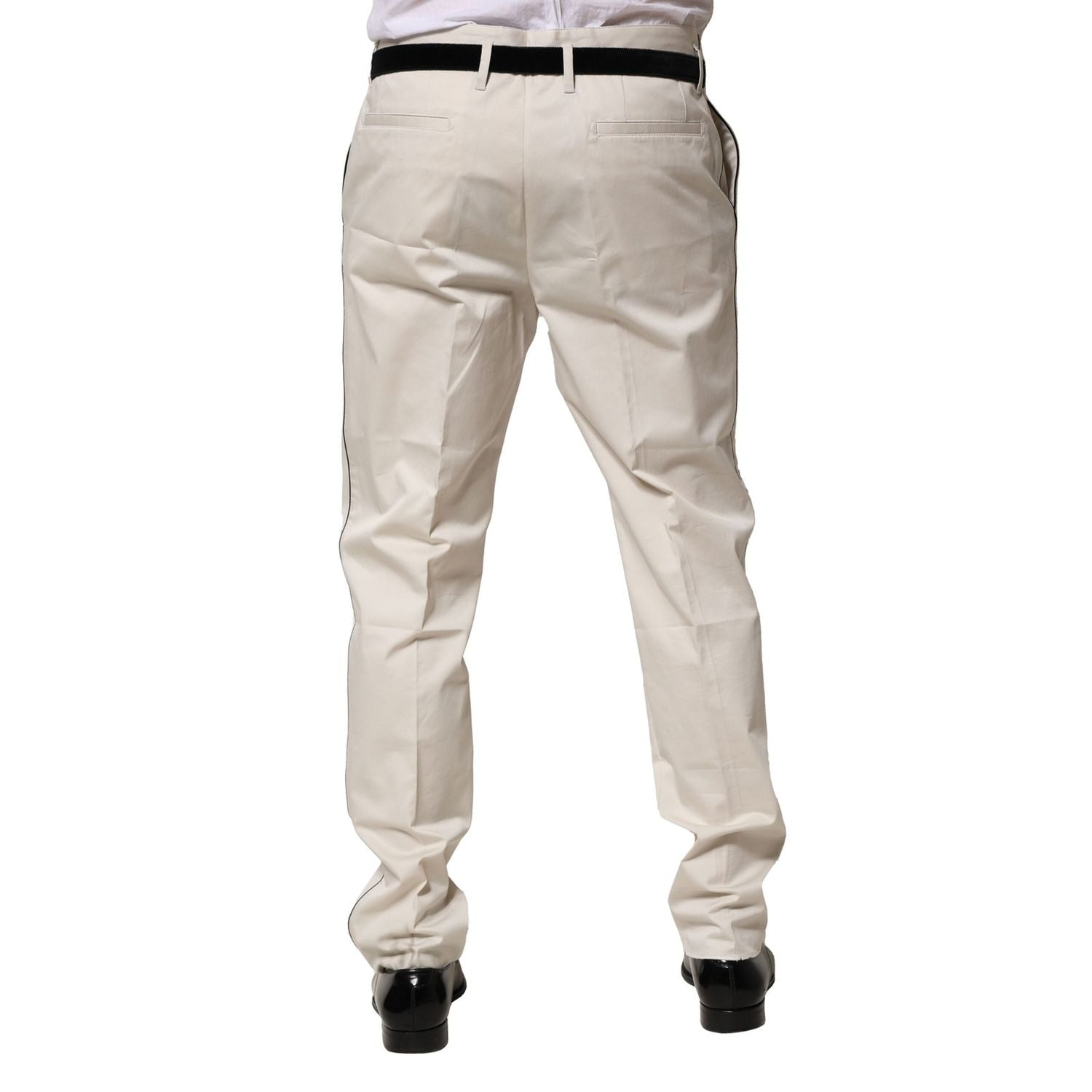 Dolce & Gabbana White Cotton Dress Slim Formal Pants