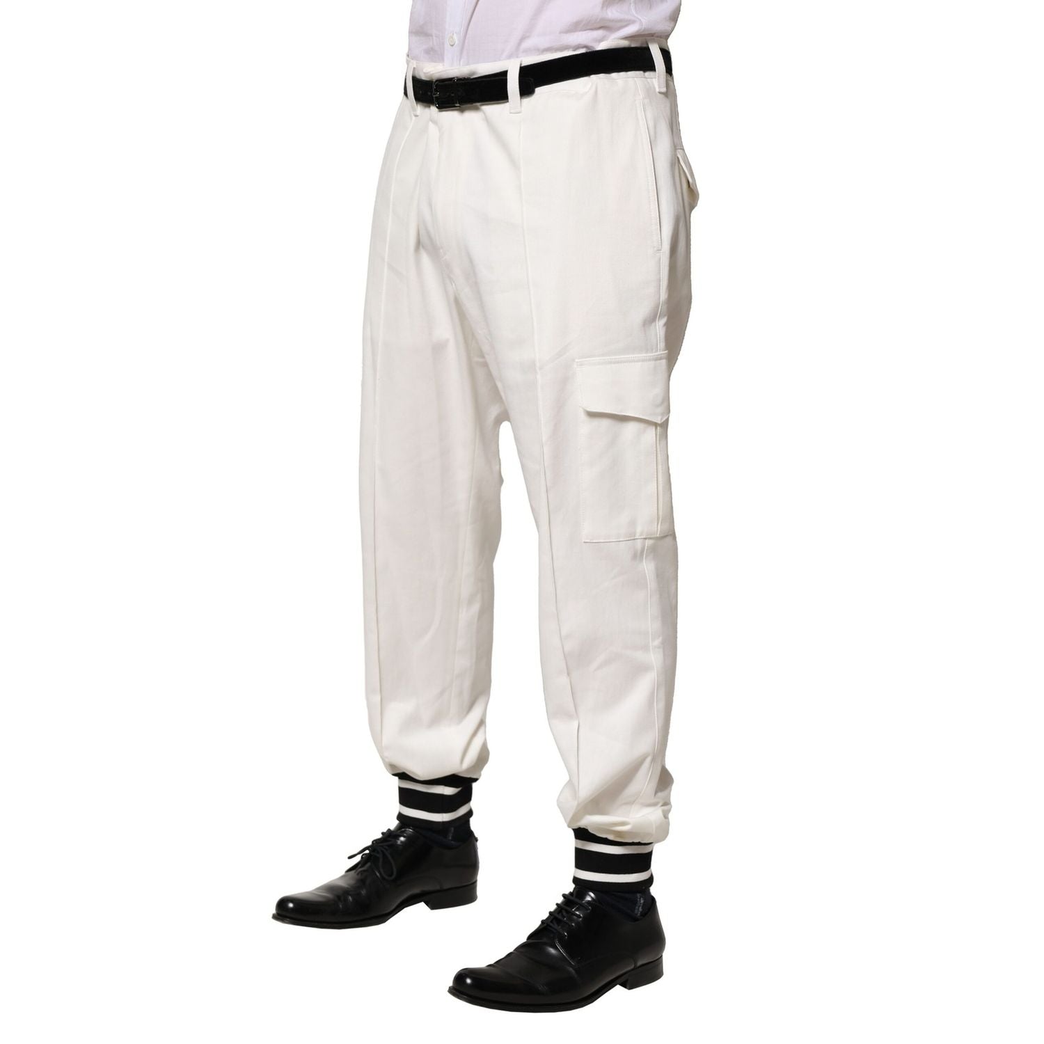 Dolce & Gabbana White Cotton Cargo Jogger Men Pants