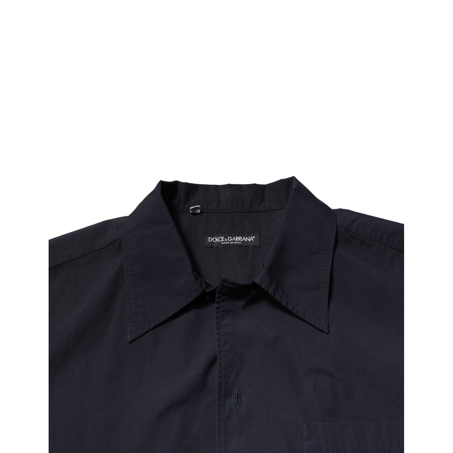 Dolce & Gabbana Dark Blue Cotton Short Sleeves Casual Shirt