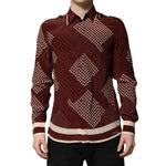 Dolce & Gabbana Maroon Dotted Silk Long Sleeve Casual Shirt TSH90650-40