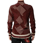 Dolce & Gabbana Maroon Dotted Silk Long Sleeve Casual Shirt TSH90650-40
