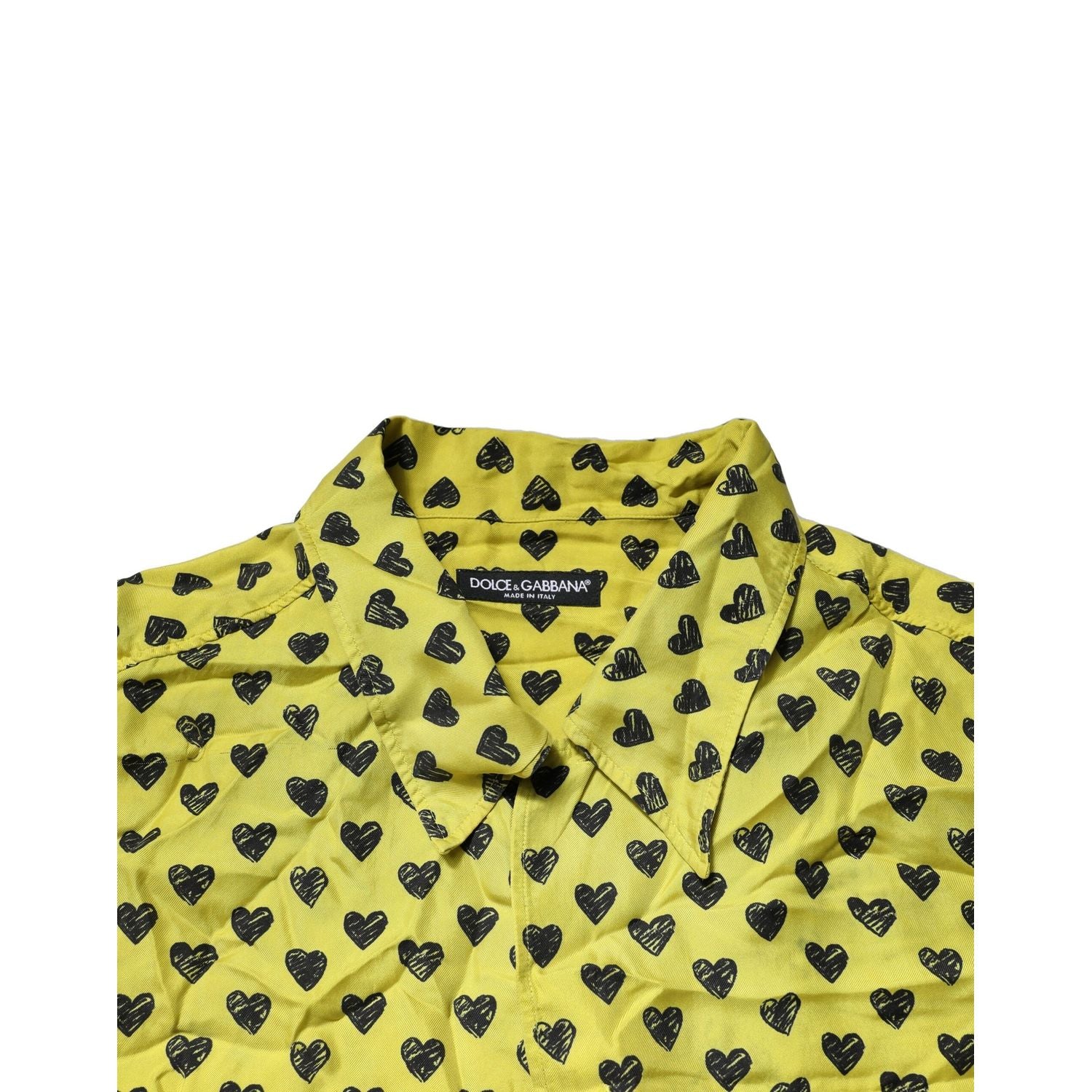 Dolce & Gabbana Yellow Heart Short Sleeves Men Casual Shirt