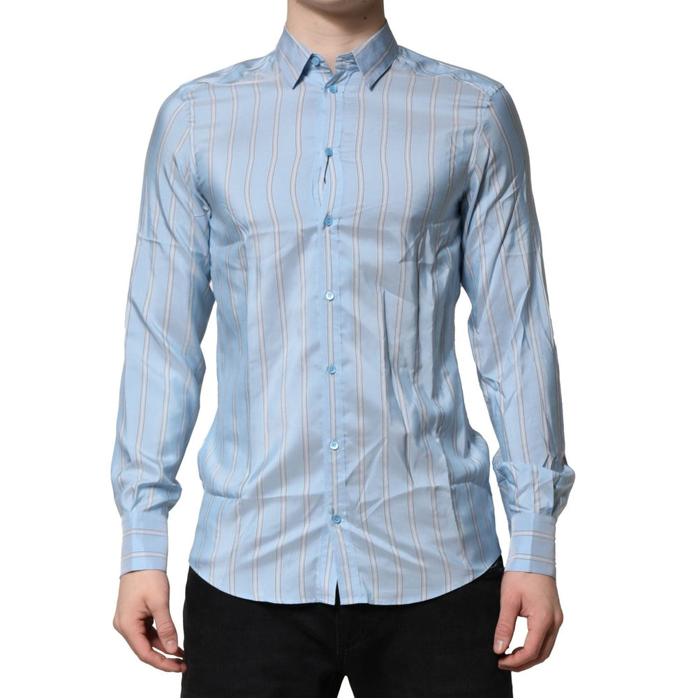 Dolce & Gabbana Light Blue MARTINI Striped Formal Dress Shirt TSH90658-38