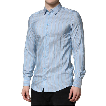 Dolce & Gabbana Light Blue MARTINI Striped Formal Dress Shirt