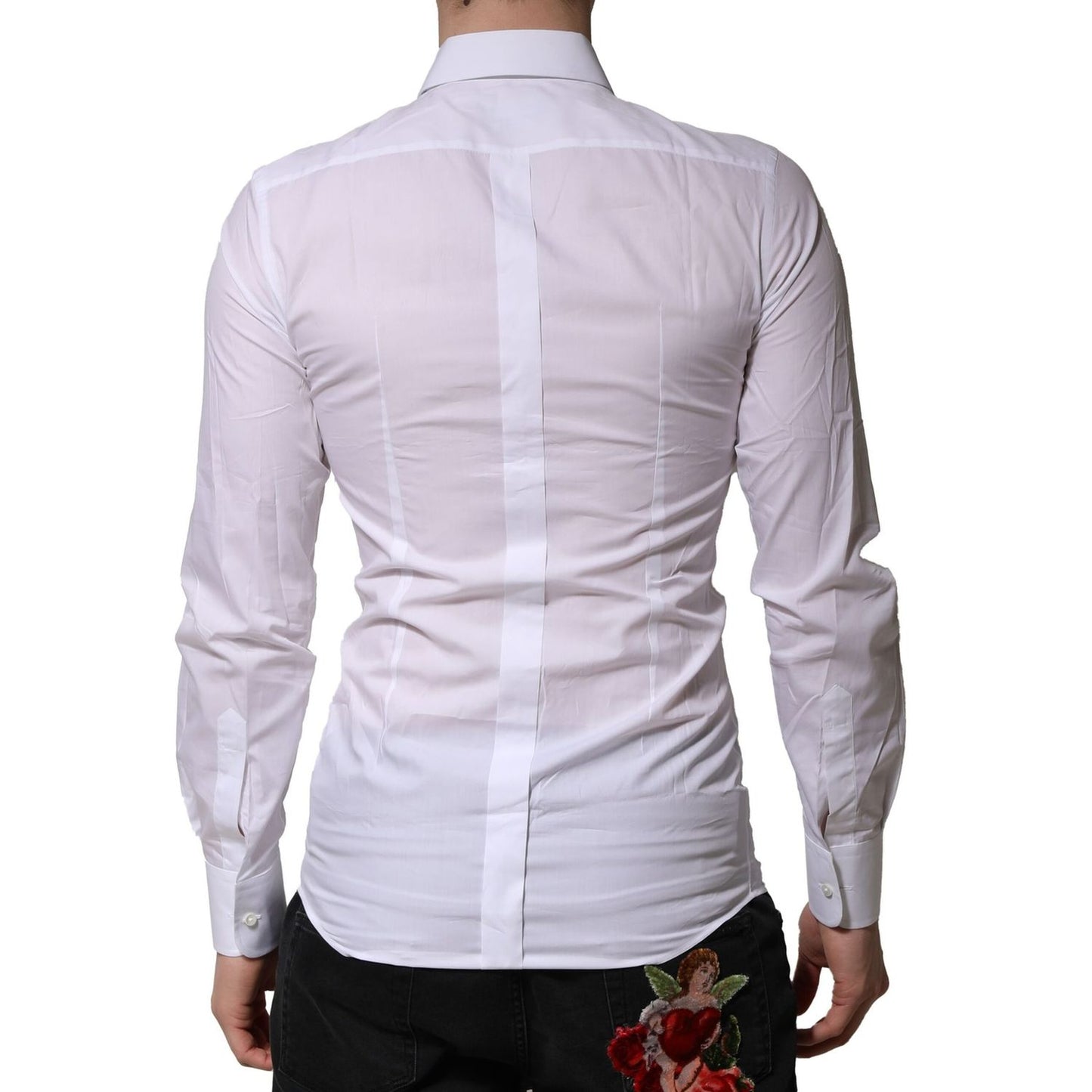 Dolce & Gabbana White GOLD Embellished Formal Men Dress Shirt