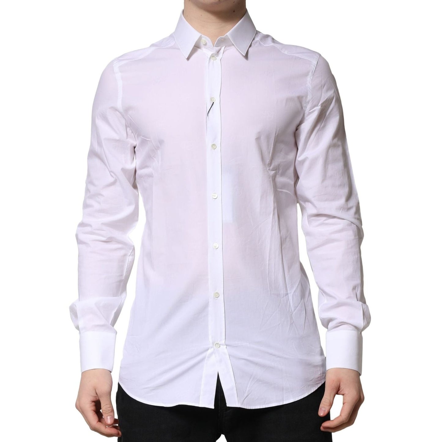 Dolce & Gabbana White GOLD Long Sleeves Dress Formal Shirt