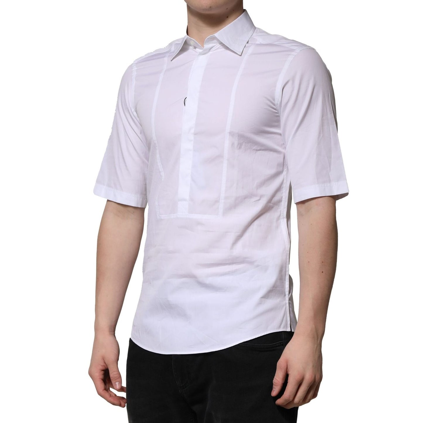 Dolce & Gabbana White Cotton Short Sleeves Dress Formal Shirt