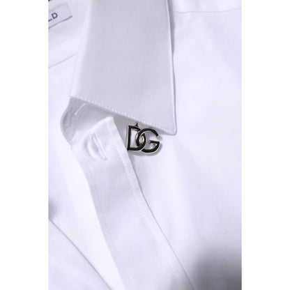 Dolce & Gabbana White Cotton GOLD Long Sleeves Formal Shirt