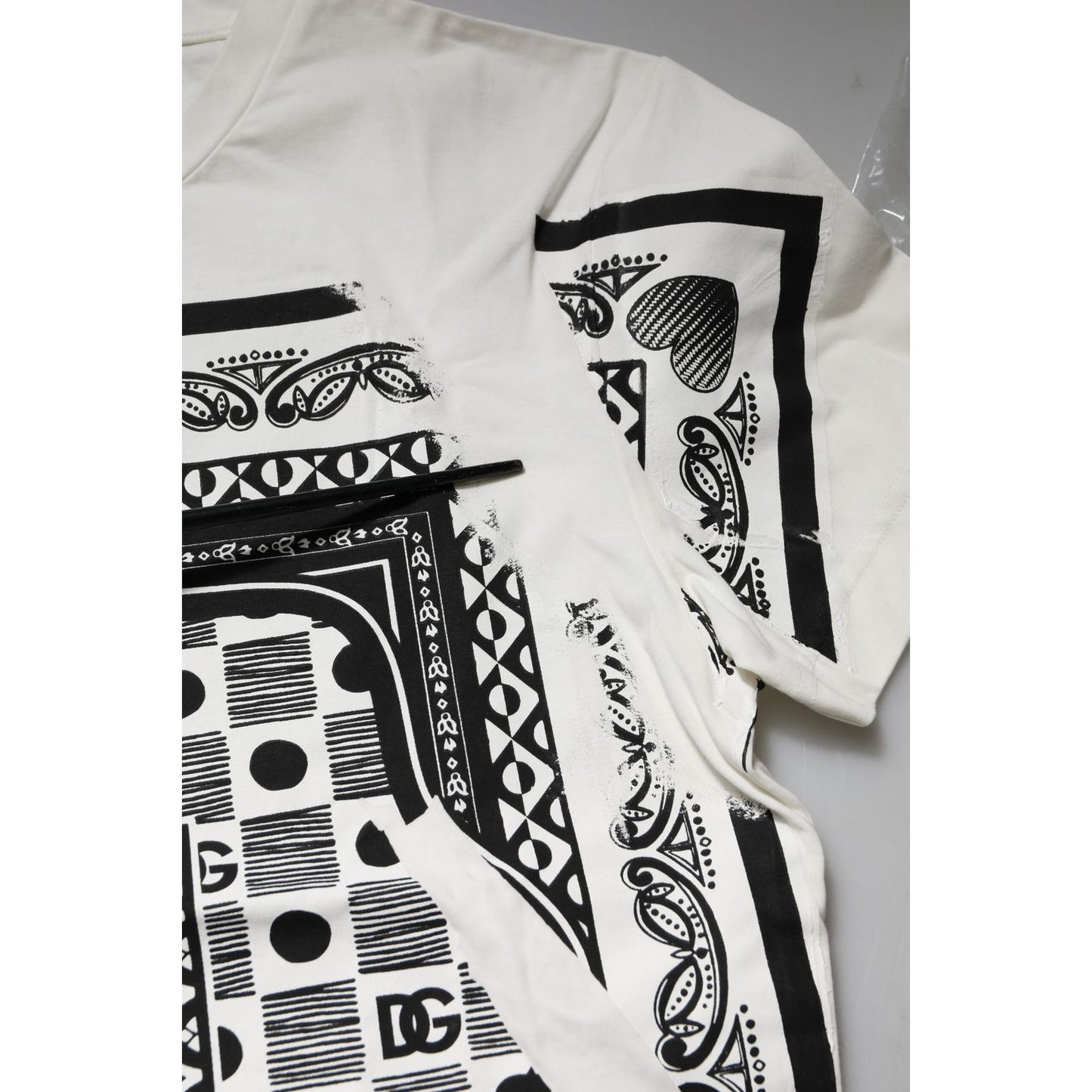 Dolce & Gabbana White Bandana Crew Neck Short Sleeves T-shirt