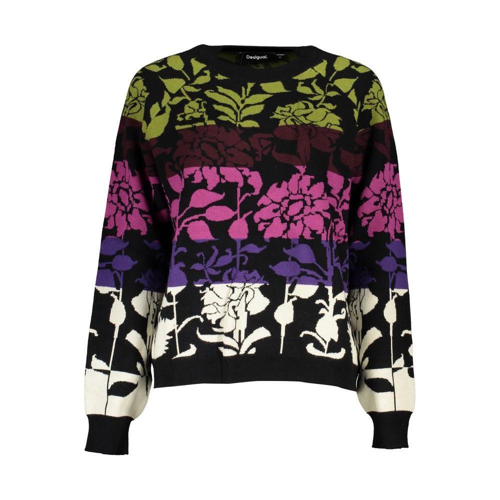 Desigual Chic Long-Sleeved Black Sweater with Contrast Details DE-24909-XL