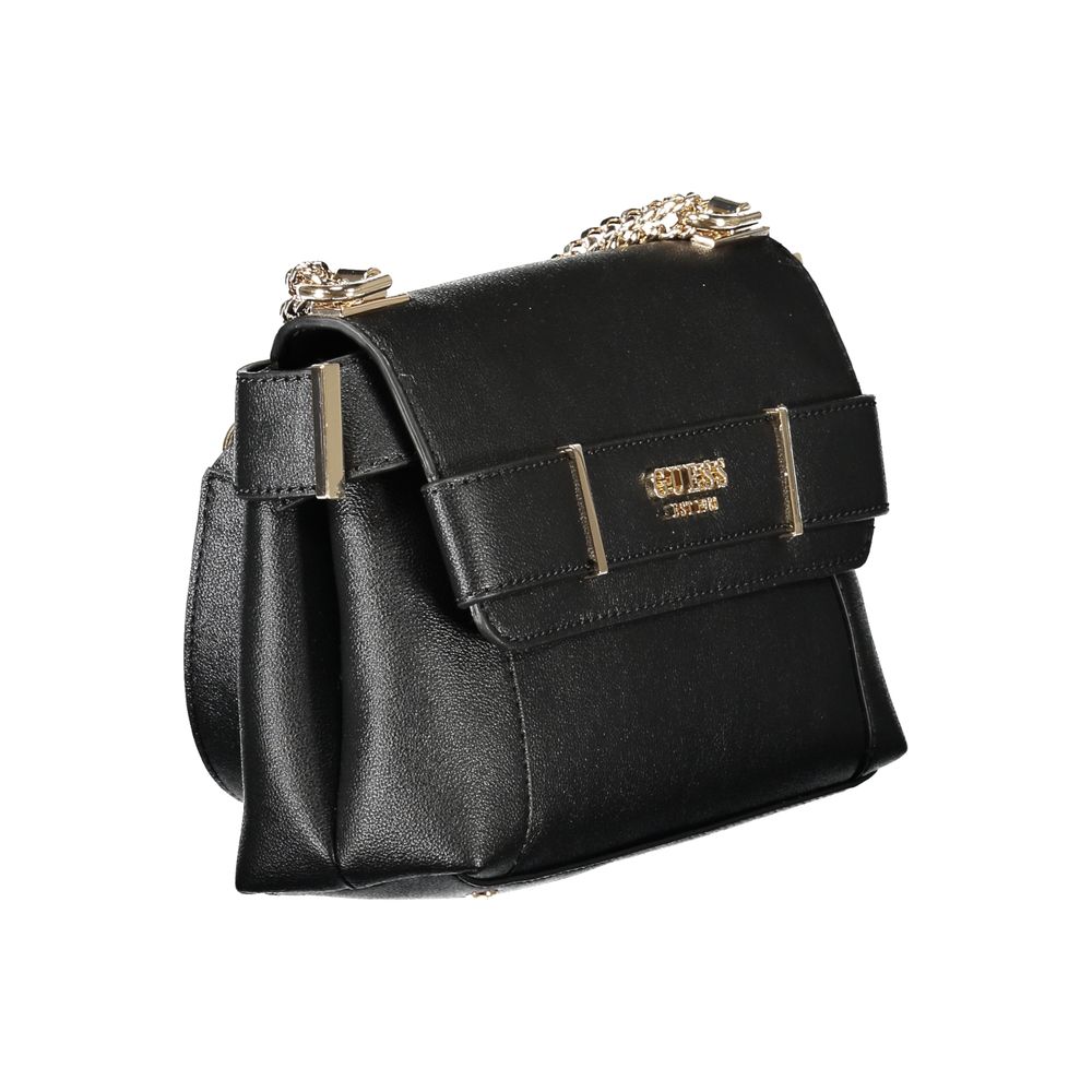 Guess Jeans Black Polyethylene Women Handbag with chain shoulder handles