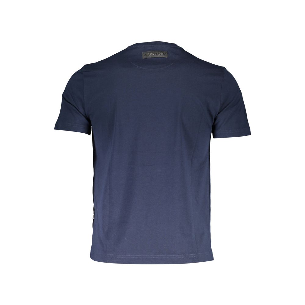 Back view of Plein Sport Blue Cotton Men T-Shirt in navy color